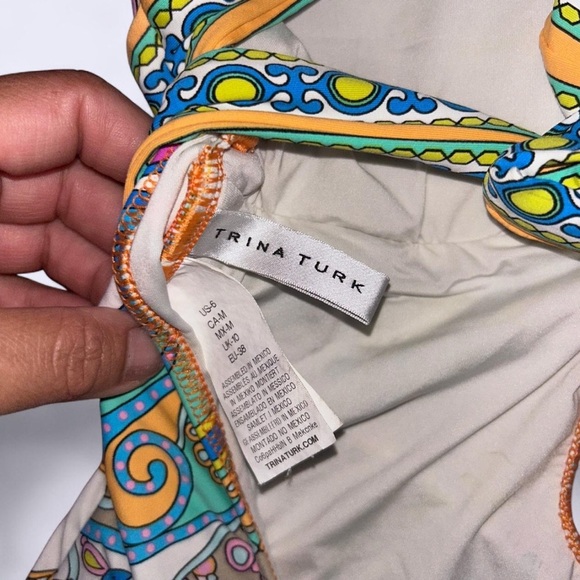 Trina Turk Artistic Blue and Green One Piece Swimsuit - Picture 5 of 5